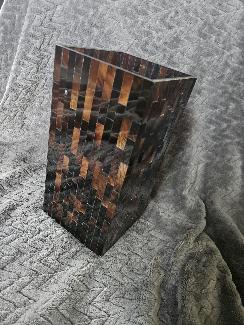 PartyLite Rectangular Mosaic Vase in Brown and Black